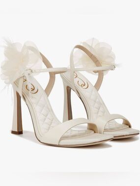 Brand New! Sam Edelman Ivory Floral Ankle-Strap High Heels (Size: 11)